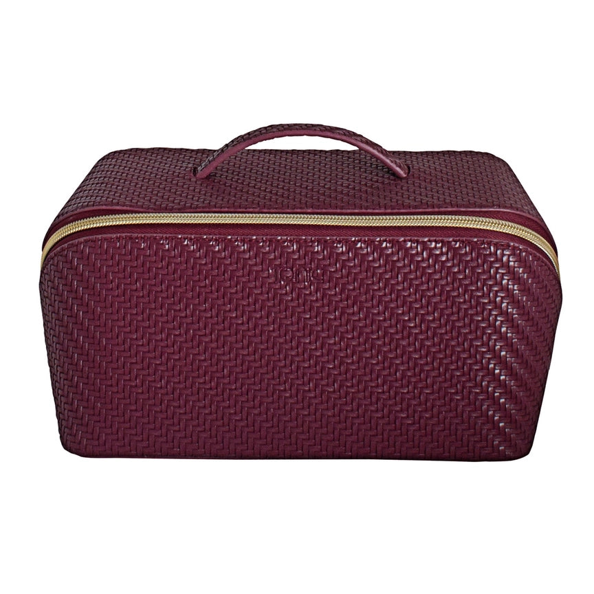 Herringbone Beauty Bag Large - Plum