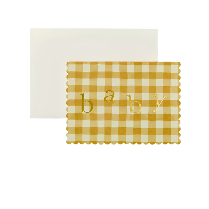 Mustard Gingham Baby Card