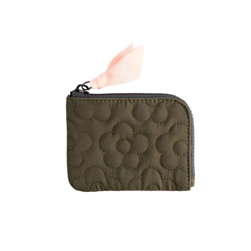 Khaki Quilted Flower Corner Purse