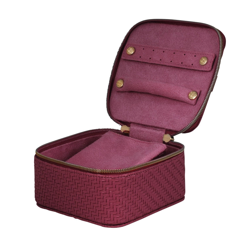 Jewellery Cube - Herringbone Plum