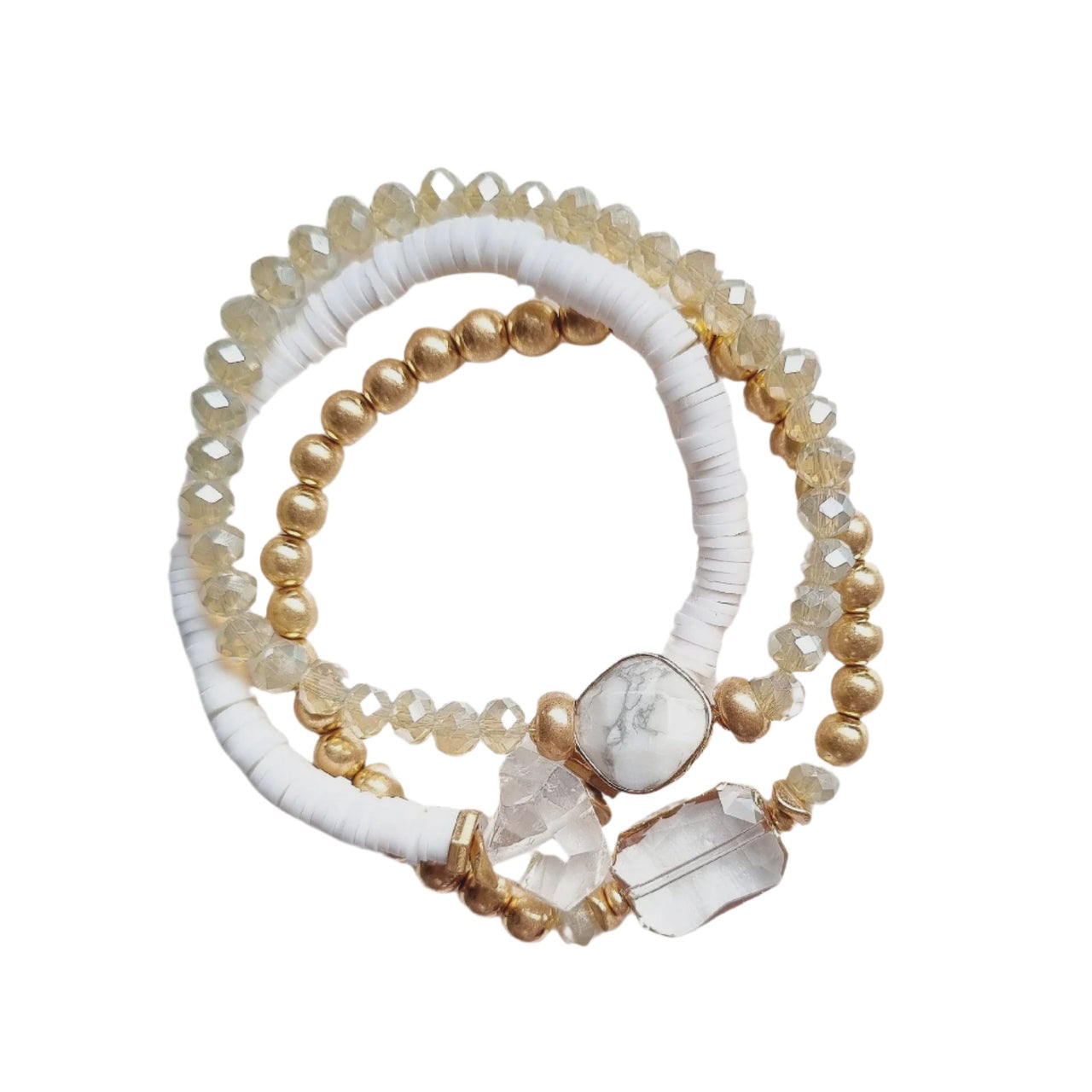 Beaded Bracelet Set - White