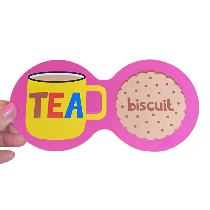 Tea and Biscuits Double Coaster - Pink