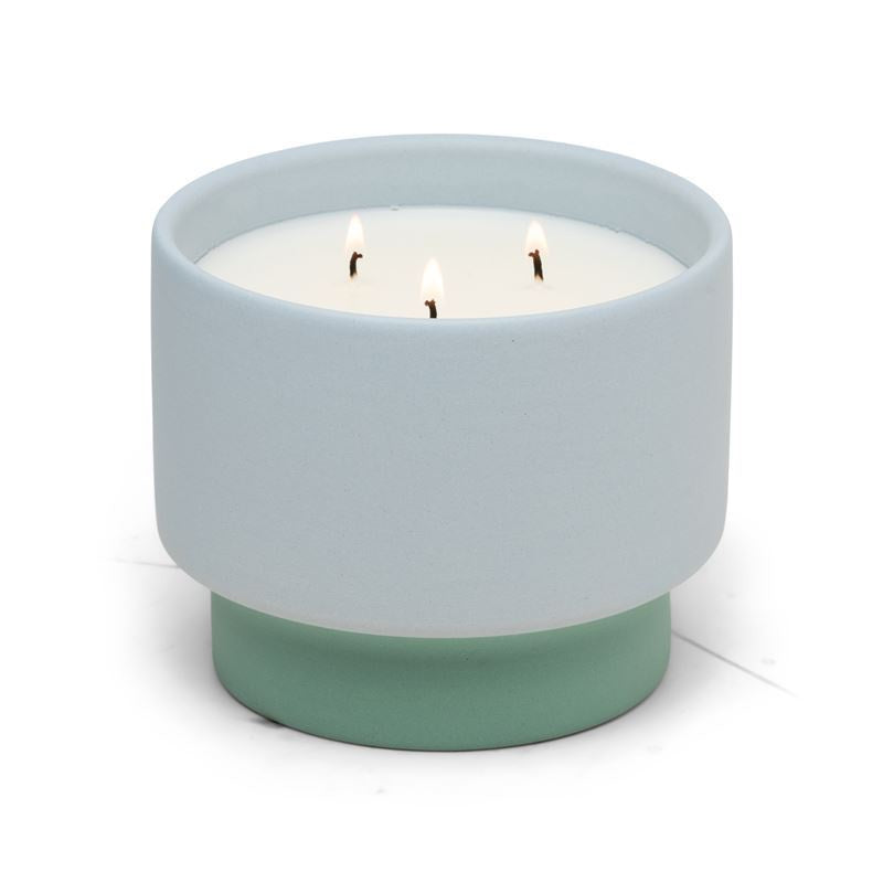 Colour Block Candle 16oz - Green/Blue (Saltwater Suede)