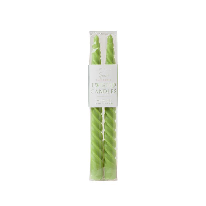 Twisted Taper Candles - Green