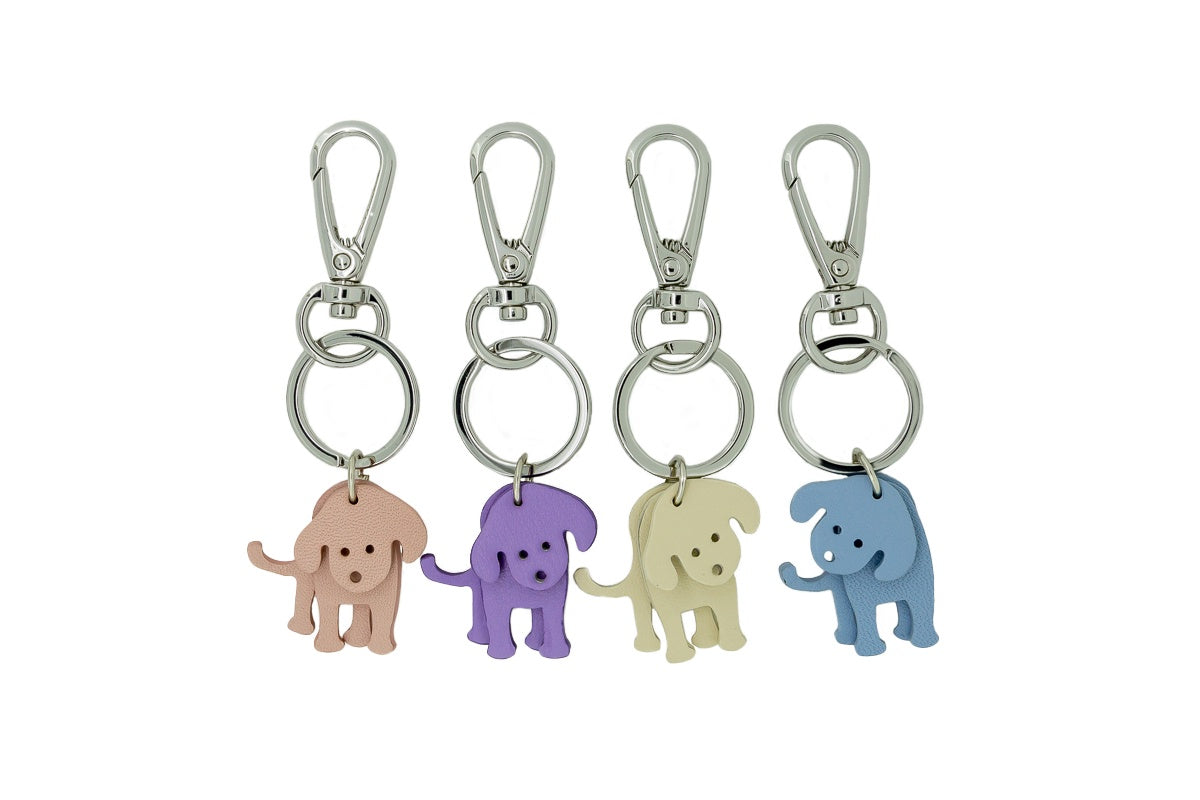 TT Leather Dog Keyring - Pastel