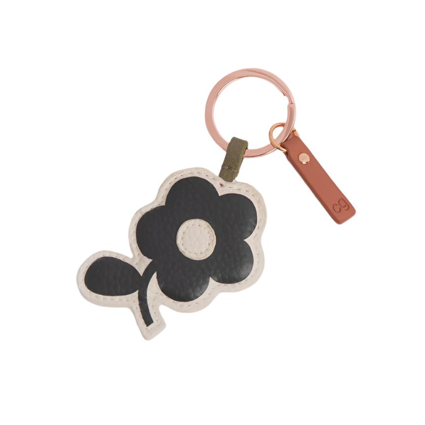 CG Vegan Leather Novelty Keyring - Mono Flower