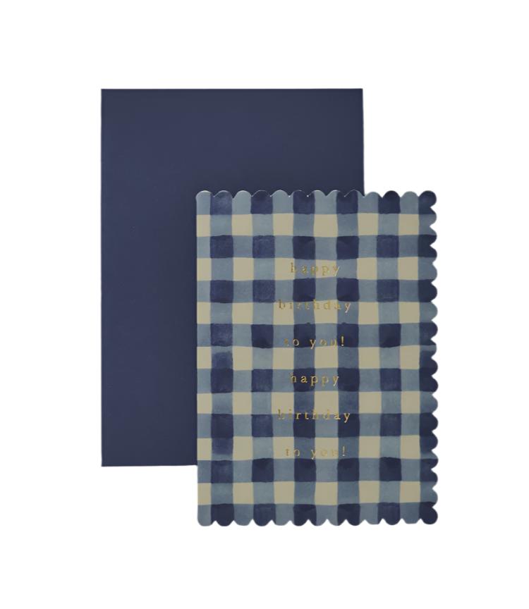 Happy Birthday To You Navy Gingham Card