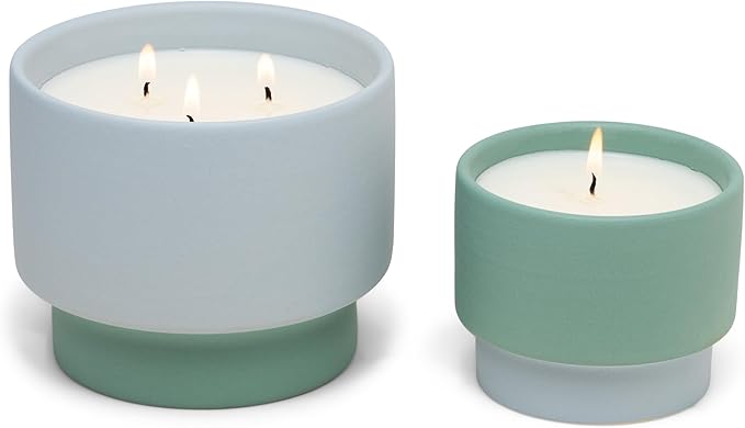 Colour Block Candle 16oz - Green/Blue (Saltwater Suede)