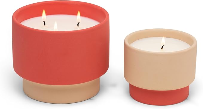 Colour Block Candle 16oz - Red/Tan (Amber & Smoke)