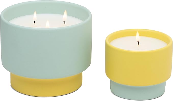 Colour Block Candle 16oz - Mint/Yellow (Minty Verde)