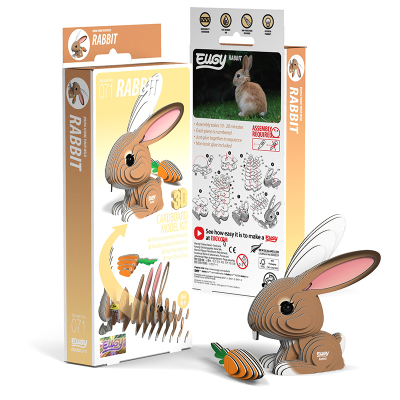 3D Cardboard Model Kit - Rabbit