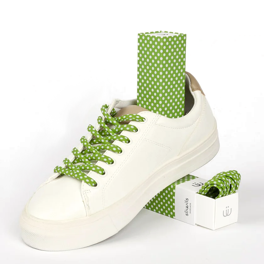 Sliwils Shoelaces - Green Polka Dot