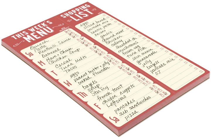 This Week's Menu Note Pad