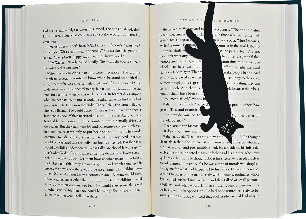 Book Hugger Metal Bookmark - Curious Cat