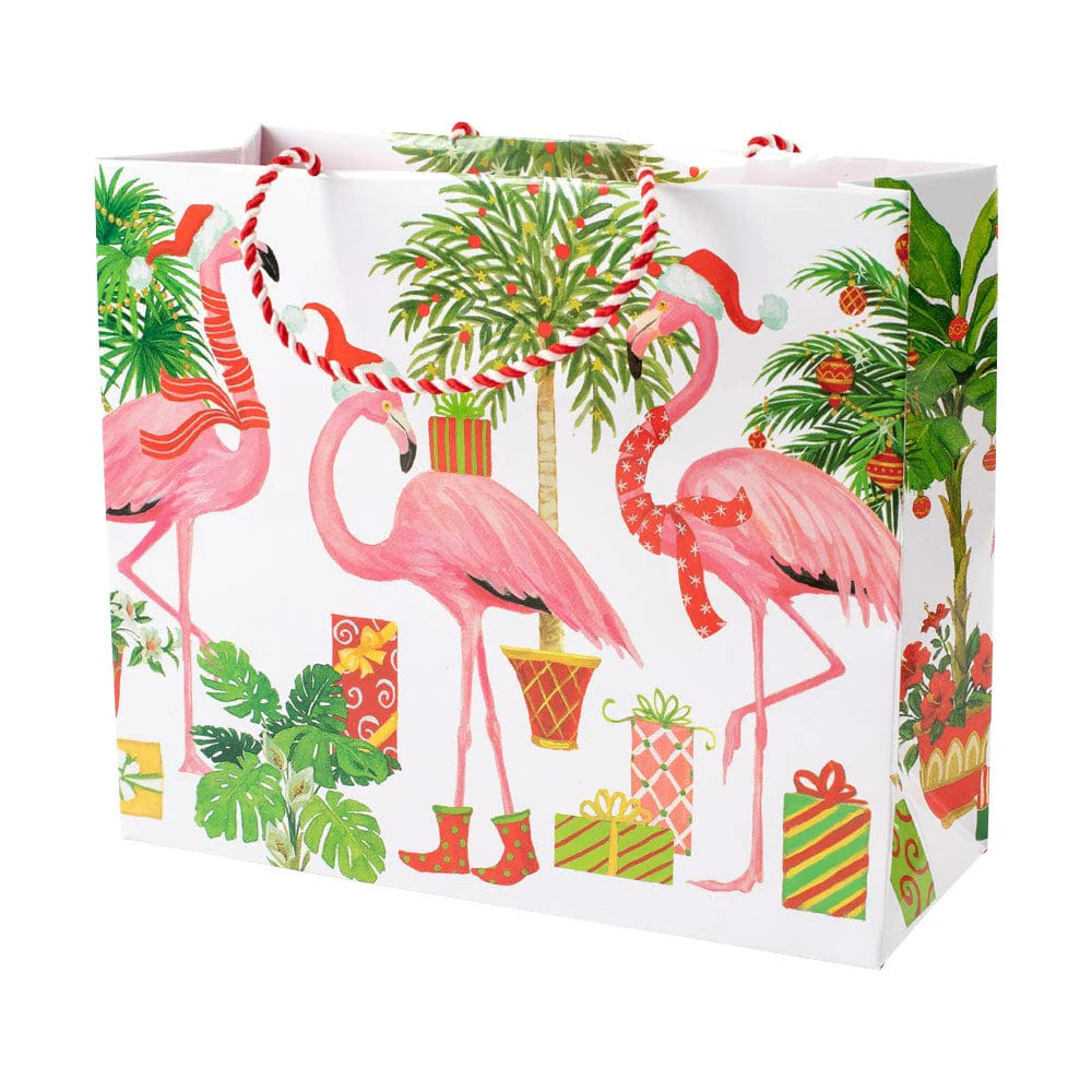 Gift Bag Large - Christmas Flamingos