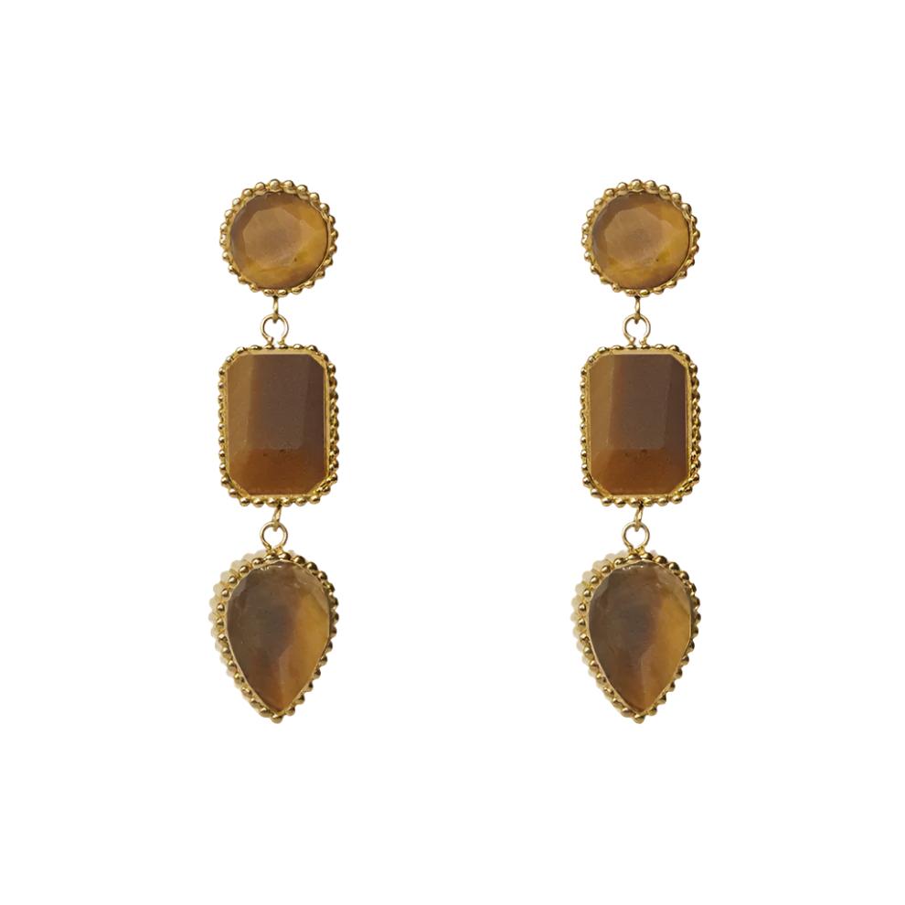 Earrings Persephone - Tiger Eye