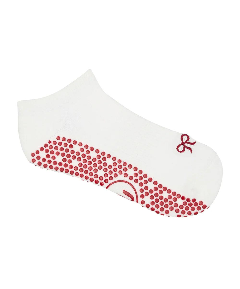 Classic Low Rise Grip Socks - Whimsy Bow White