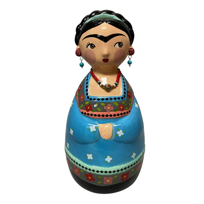 Barcelona Ceramic Frida Woman With Blue Dress Vase