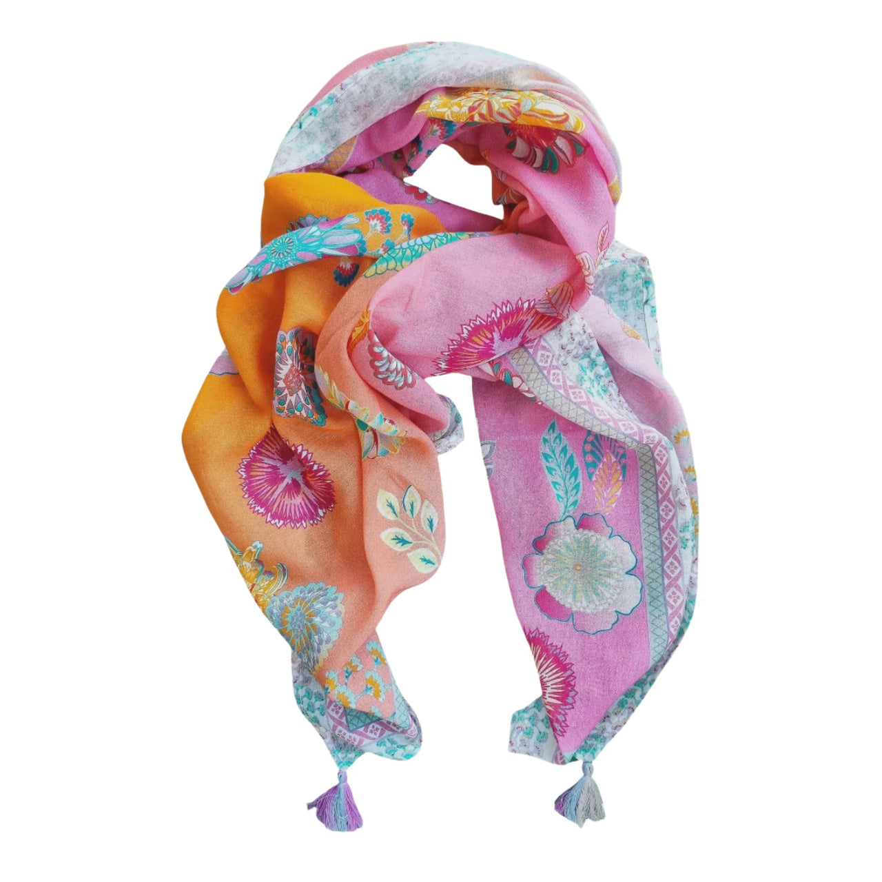 Pure Cotton Scarf - Orange Pink