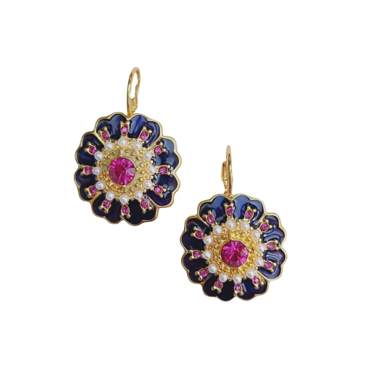 Enid Floral Enamel Earring - Purple