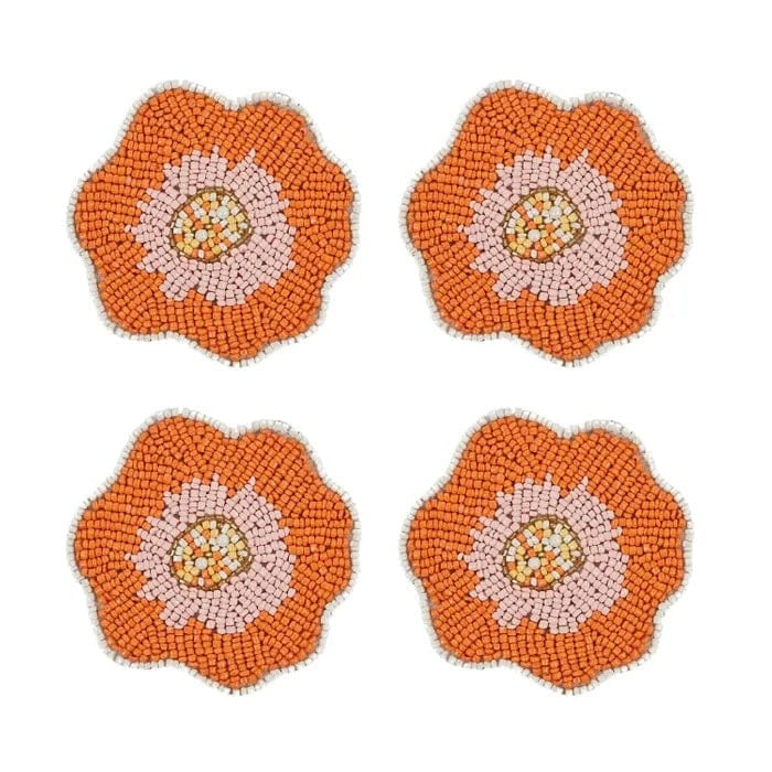 Floral Beaded Coasters - Set of 4