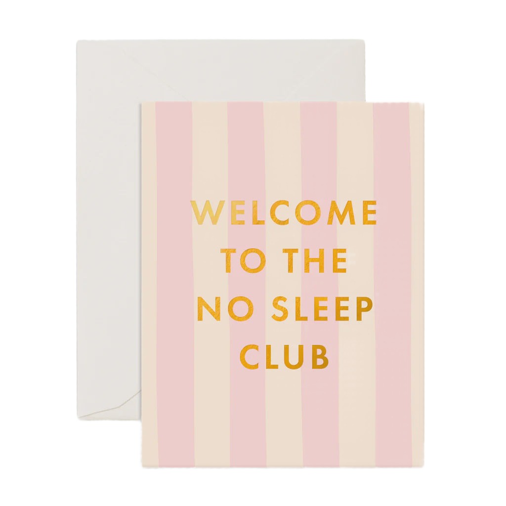 No Sleep Club Peony Stripe Greeting Card