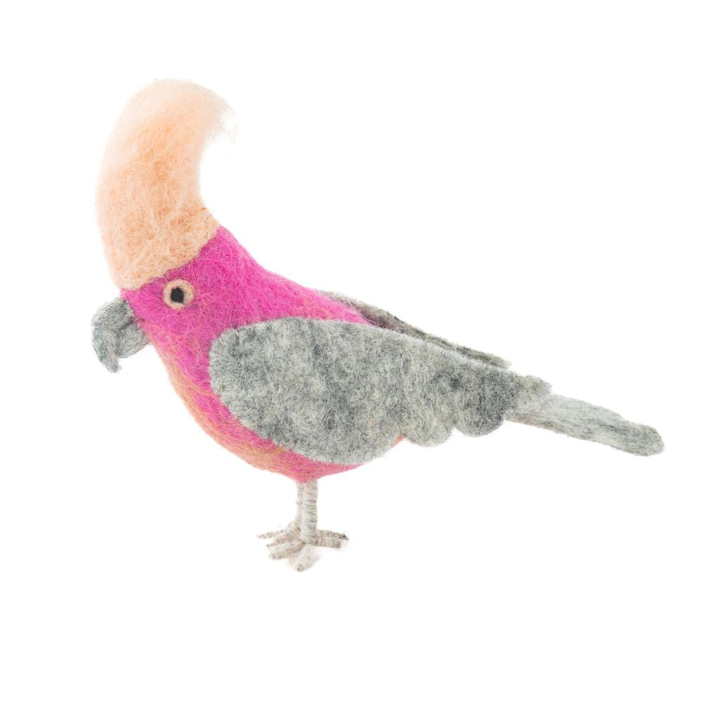 Handmade Felted Animal - Pink Galah