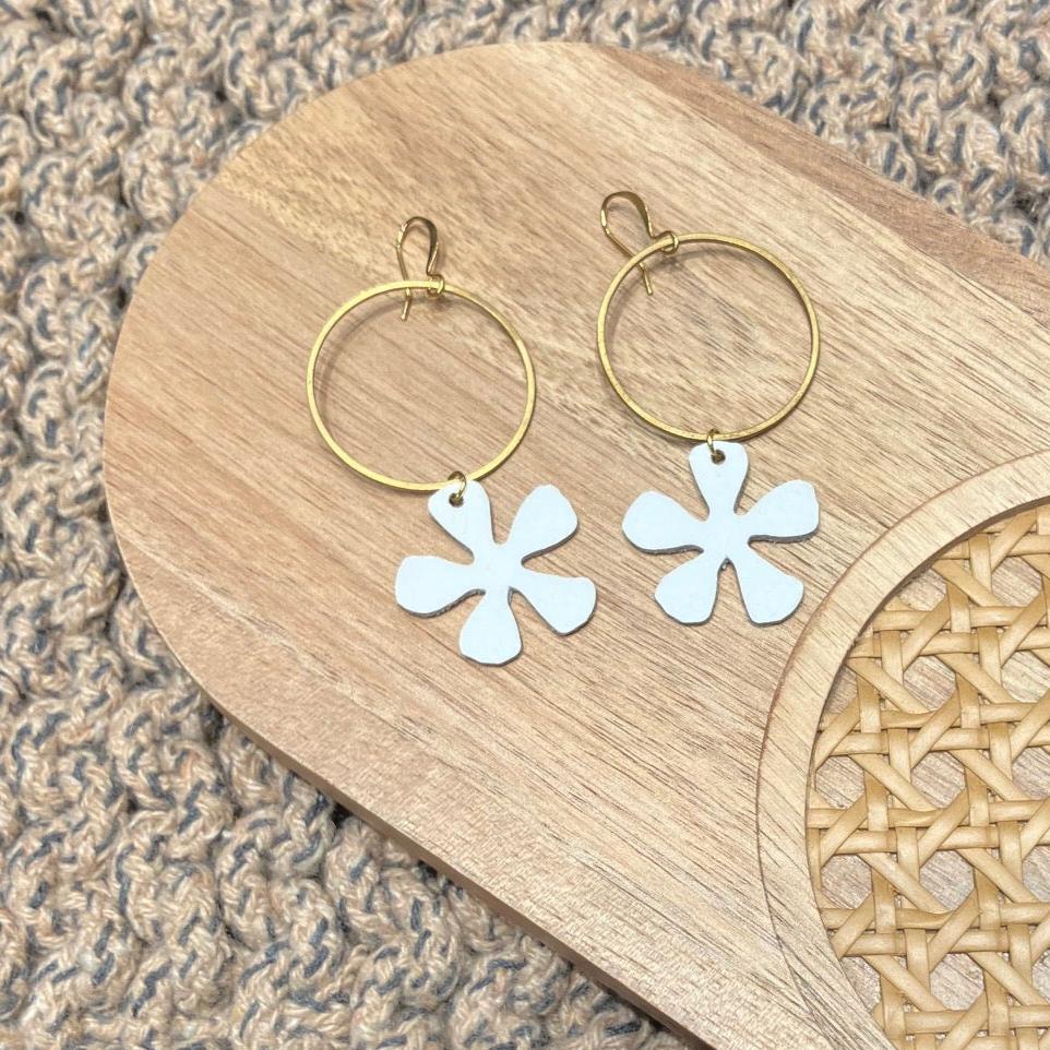 Bloom Hoop Earrings - Cloud