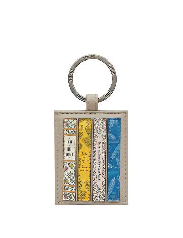 Yoshi Leather Keyring - Bookworm - Jane Austen - Warm Grey