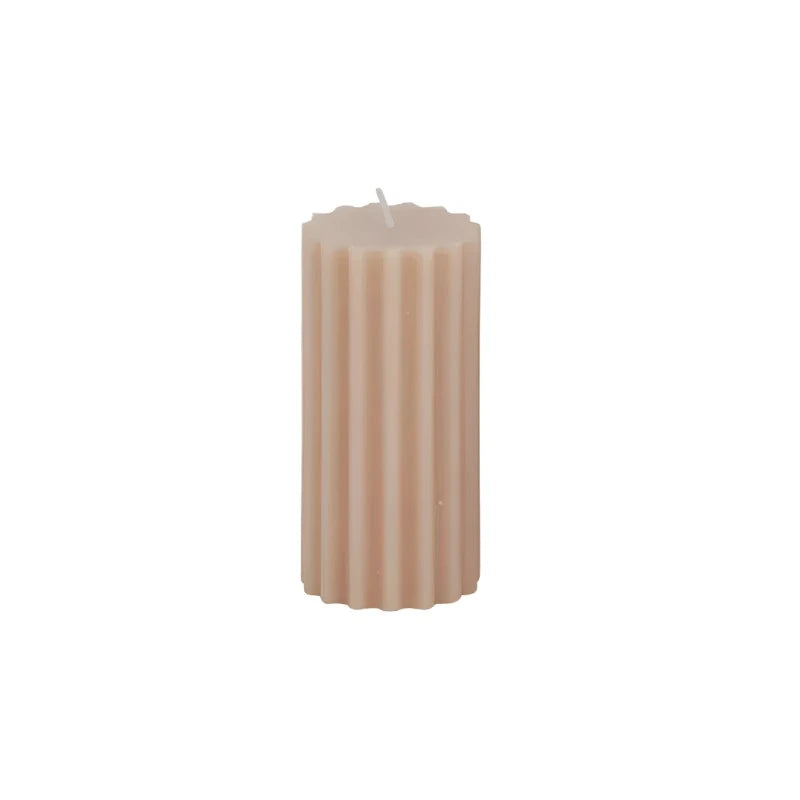 Large Rib Deep Pillar Candle Nude