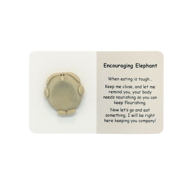 Handmade Clay Worry Stone - Encouraging Elephant