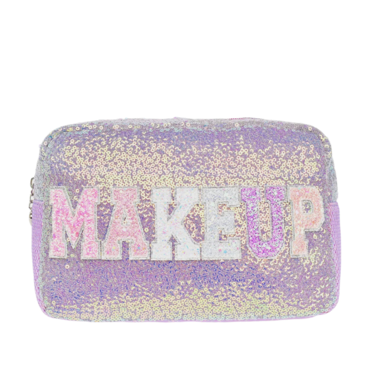 Zip Top Pouch - "Makeup" Sequin Lavender