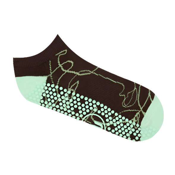 Classic Low Rise Grip Socks - Mocha Abstract