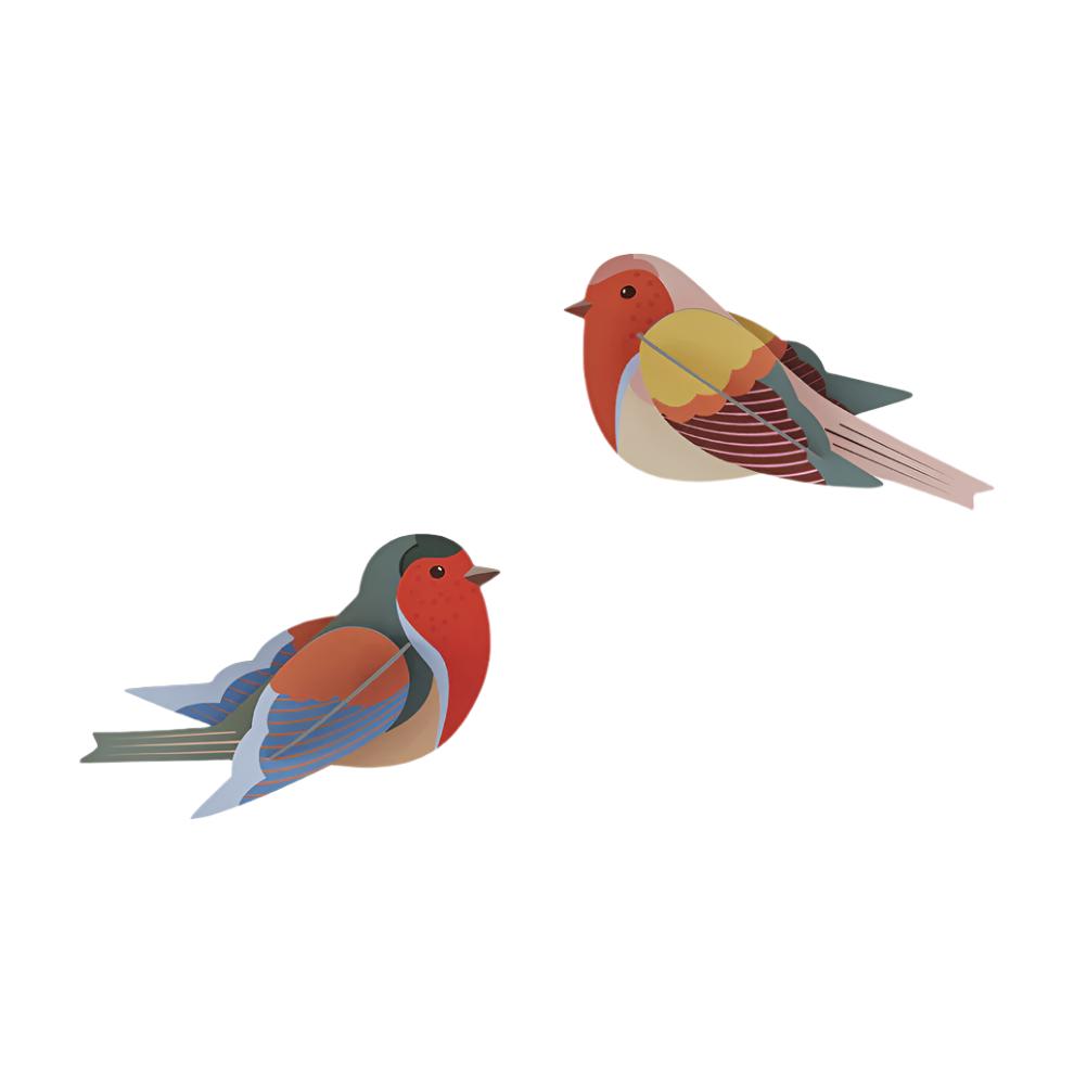 Cardboard Wall Art Garden Bird Duo - Robins