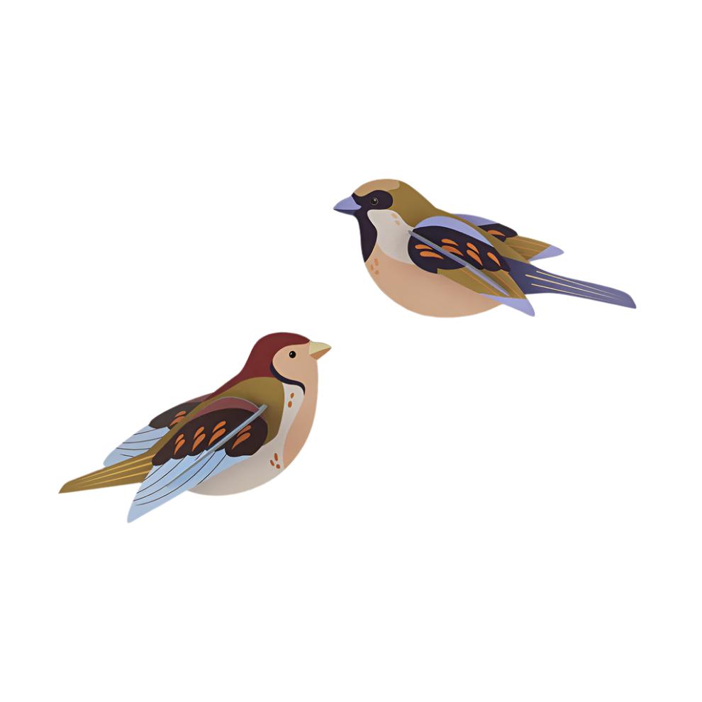 Cardboard Wall Art Garden Bird Duo - Sparrows