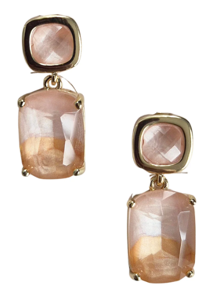 Addison Gem Stud Earrings - Pink