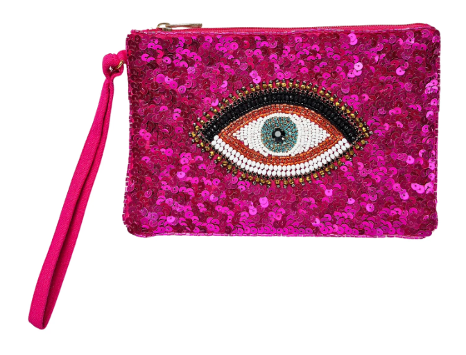 Pink Eye Beaded Clutch - Bag