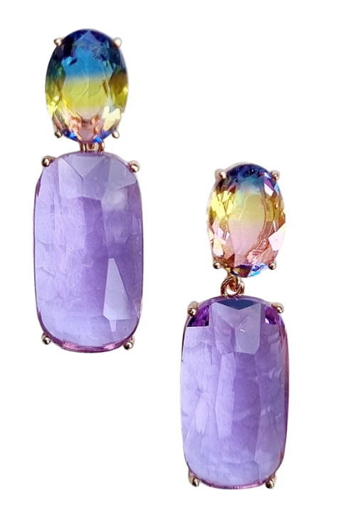 Josie Gem Stud Earrings - Purple