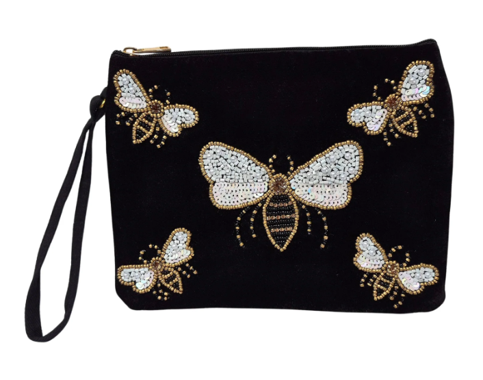 Beaded Bee Clutch Bag