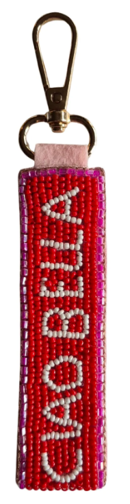 Beaded Keychain - Ciao Bella Red/White