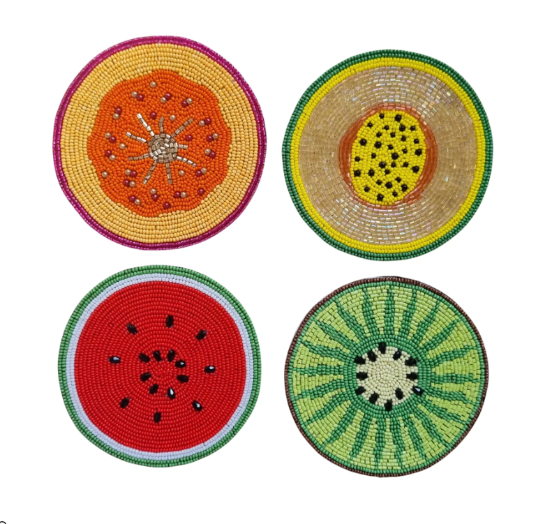 Beaded Coaster 4pc - Fruit