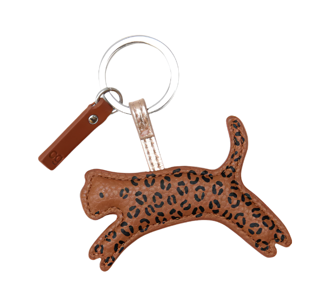 CG Vegan Leather Novelty Keyring  - Leaping Leopard