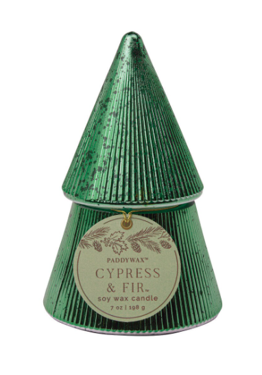 Cypress & Fir Stacked Tree Candle - Green