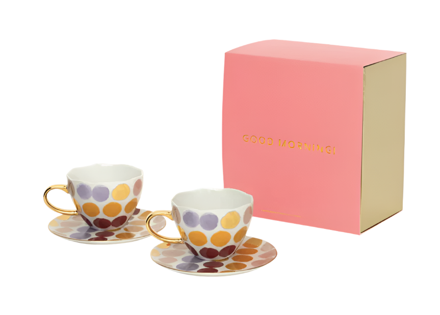 Good Morning Tea Cup & Saucer Gift Pack - Joyful Dots