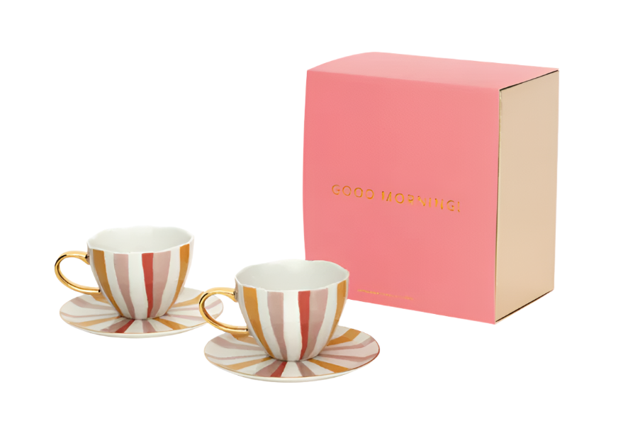 Good Morning Tea Cup & Saucer Gift Pack - Joyful Stripes