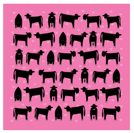 Cotton Hanky - Angus On Pink