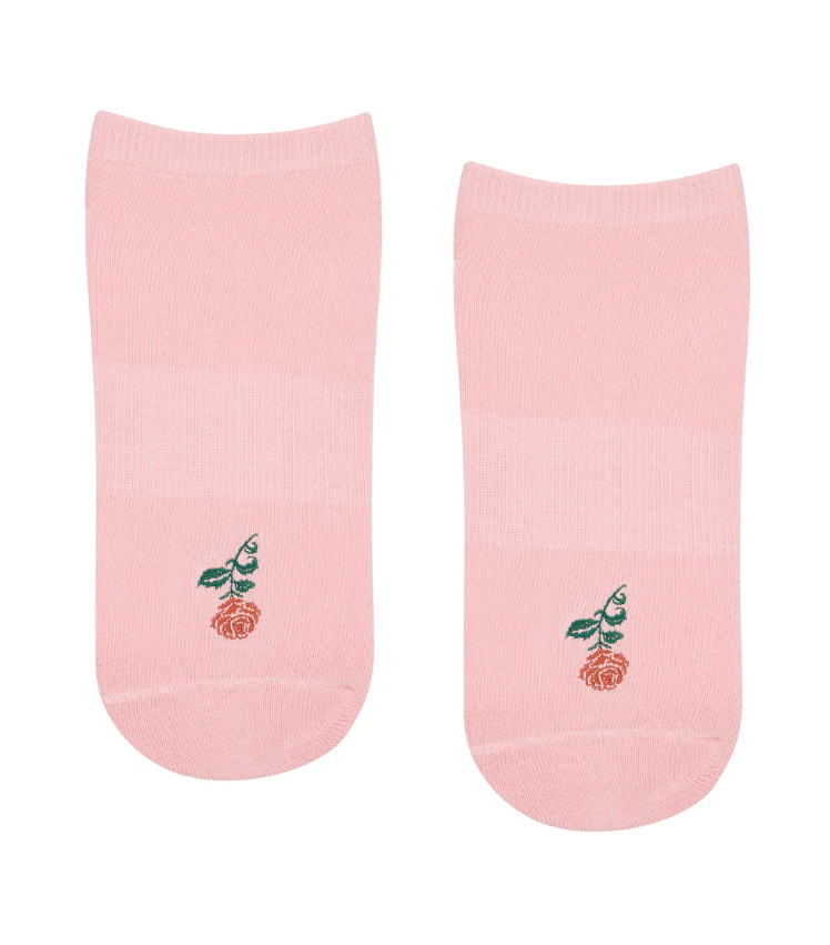 Classic Low Rise Grip Socks - Vintage Rose Berry