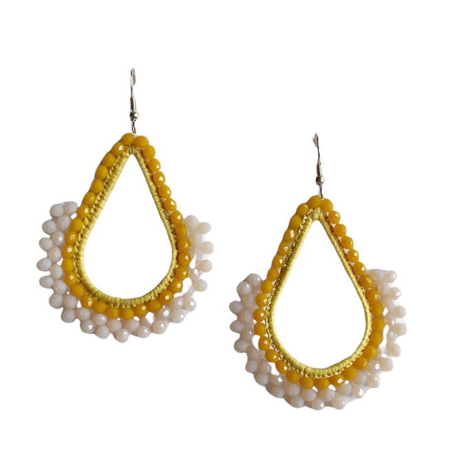 Piper Beaded Earrings - Mustard Natural