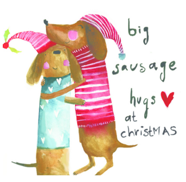 Big Sausage Hugs Merry Christmas Card