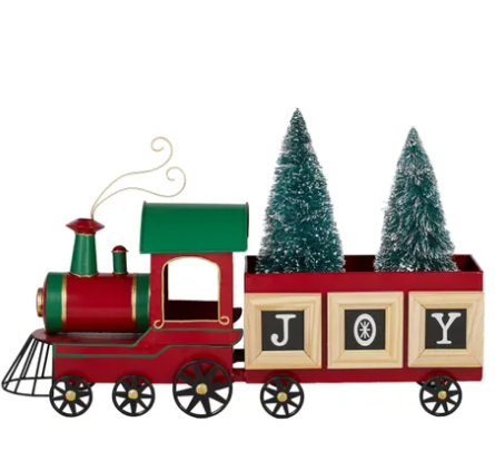 Metal Christmas Joy Train with Trees